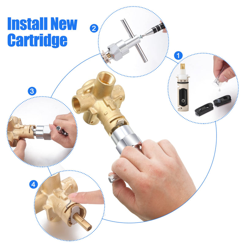 Enhon 1222 Replacement Cartridge Compatible with Moen with Puller, Tub Shower Cartridge Replacement Kit for One Handle Posi-temp Faucet (1 Set) 1