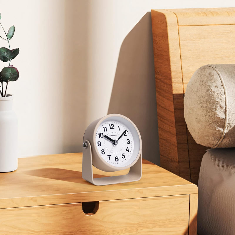 Analog Alarm Clock, Silent Non-Ticking Quartz Movement, Battery-Operated with Snooze & On-Demand Light, Easy to Set Gentle Wake Bedside Desk Clock, Ideal for Home, Travel, Office (Yellow) Yellow