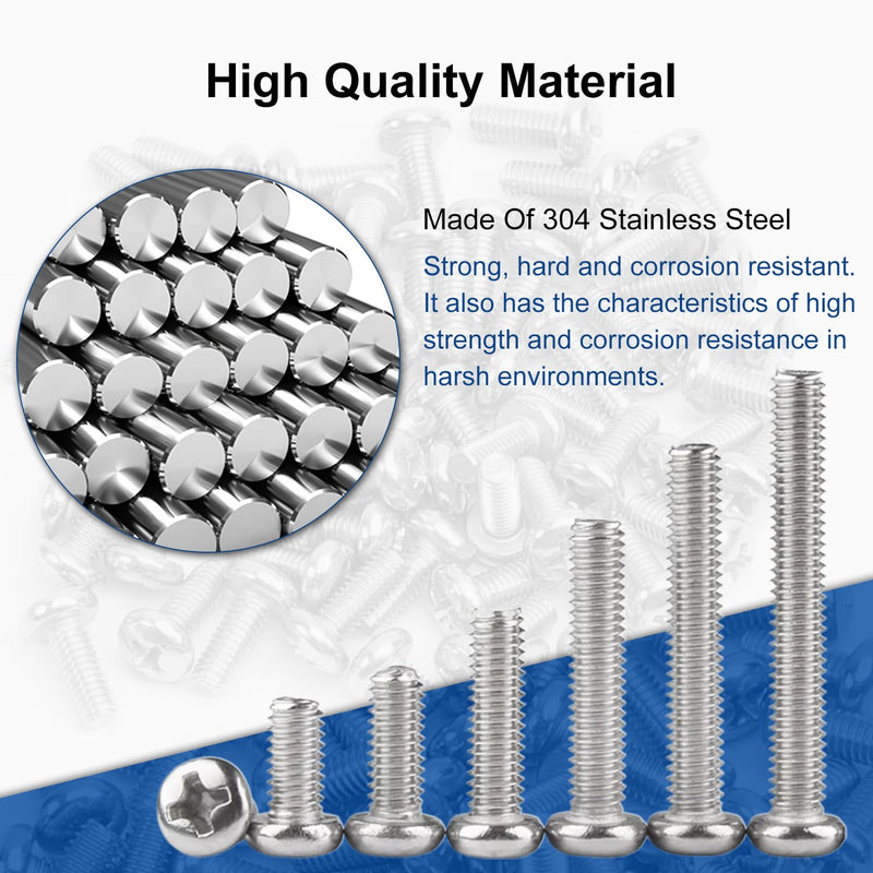 MroMax 30Pcs M2.5 x 5mm Pan Head Phillips Machine Screws, 304 Stainless Steel 18-8, Fully Thread, Metric Silver Gray Cross Head Screws Bolts for Computers, Camera and Other Small Electronic Devices 30