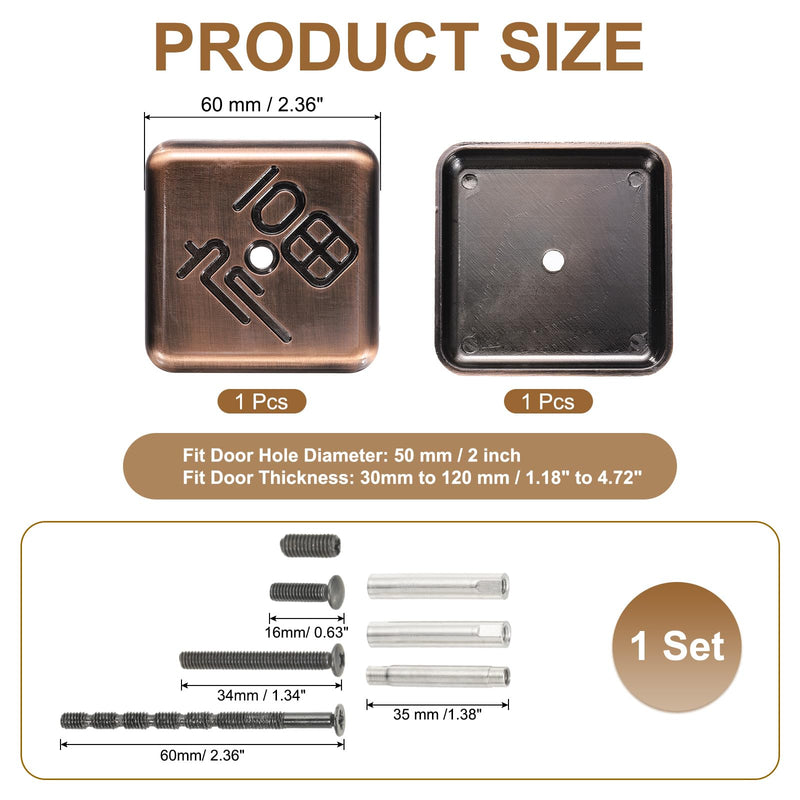 PATIKIL Door Hole Cover Plate, 1-3/16 Inch Zinc Alloy Square Deadbolt Knobs Fixing Cover Fits Doors 1-3/16" to 4-3/4" Thick for Hole Filling Decoration, Bronze