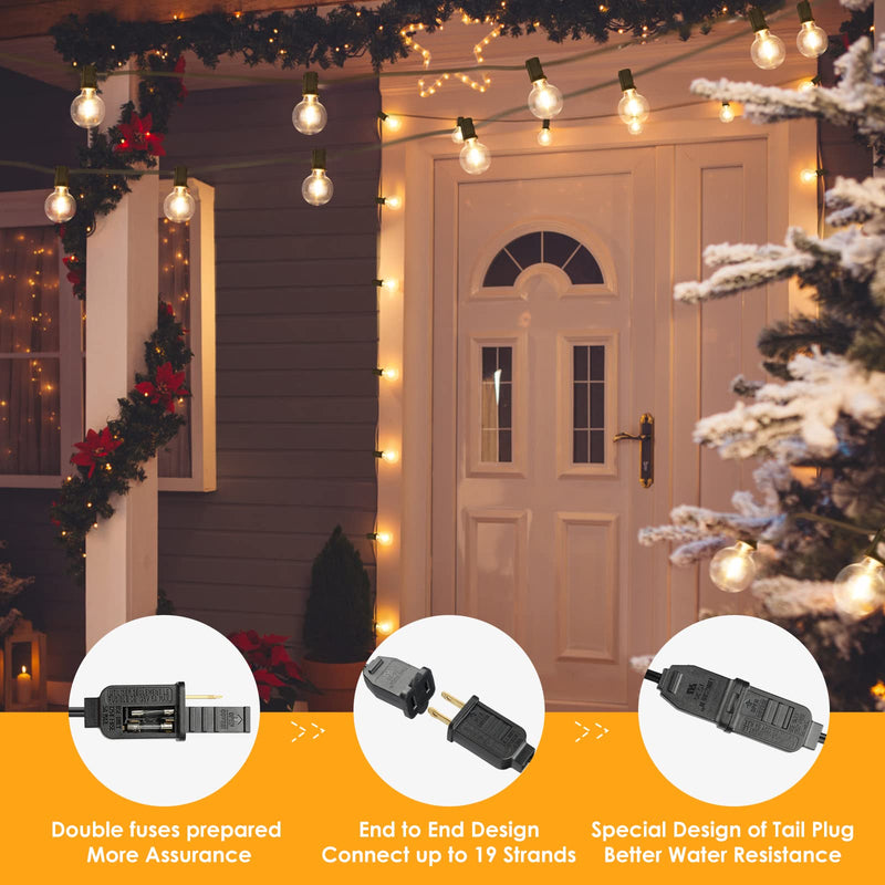 Mlambert 50Ft LED Outdoor String Lights G40 Globe Dimmable Patio Light, Waterproof Hanging String Light with 27 Warm White Shatterproof Bulbs(2 Spare) Black 1