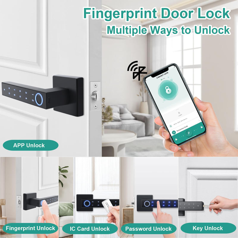 Fingerprint Door Lock,Smart Door Knob,Keyless Entry Door Lock with Handle,Biometric Digital Passcode Door Locks,Electronic Touchscreen Keypad Smart Door Locks for Bedroom Home Hotel Office Apartment 1.6 Pounds