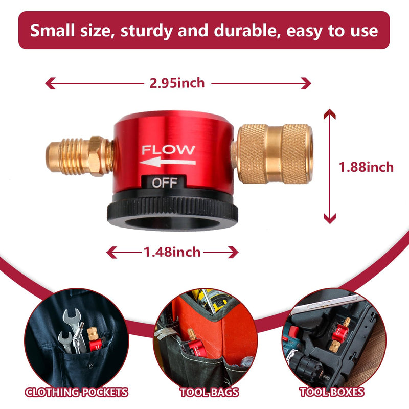 Nitrogen Purge Tool for HVAC, 50 PSI Inlet Nitrogen Flow Regulator, Durable Brass Nitrogen Regulator for Brazing & Purging, Quick Dial Settings, Compatible with 1/4" Refrigerant Hoses