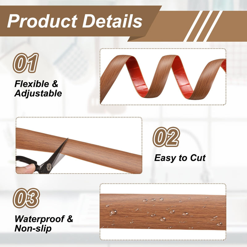 uxcell Floor Transition Strips, 9.84ft x 1.97"(LxW) Self Adhesive Vinyl Flooring Edging Trim PVC Flooring Flat Divider Strip Cover Strips for Joining Floor Gaps, Teak Wood Grain 9.84ft x 1.97"(LxW)