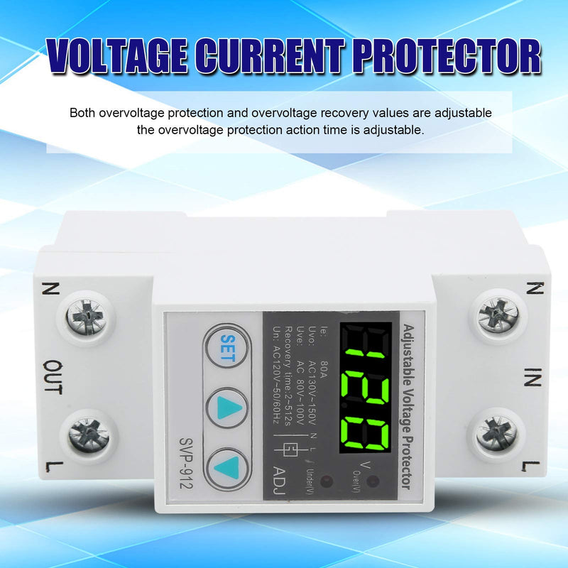 LiebeWH Voltage Protector Relay 120VAC Adjustable Self Recovery Digital Under Voltage Relay with Automatic Reset for Home Office Appliances(80A) 80A