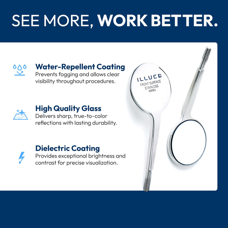 Dental Mirror (5-Pack) #4 Head Only Fog-Resistant, Autoclavable 100X, no Ghost Image, 99% reflectance (1X Magnification Cone Socket 5 Pack) 1X Magnification Cone Socket 5 Pack