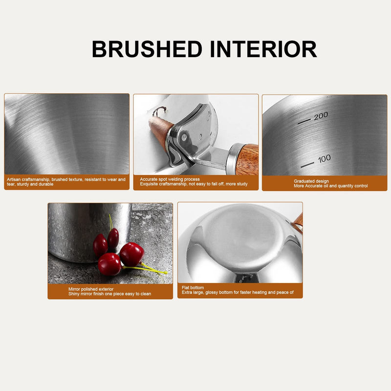 450ML Stainless Steel Warmer Turkish Coffee Pot Pan Pot for Heating Making Syrup Melting Cheese Caramel and Chocolate