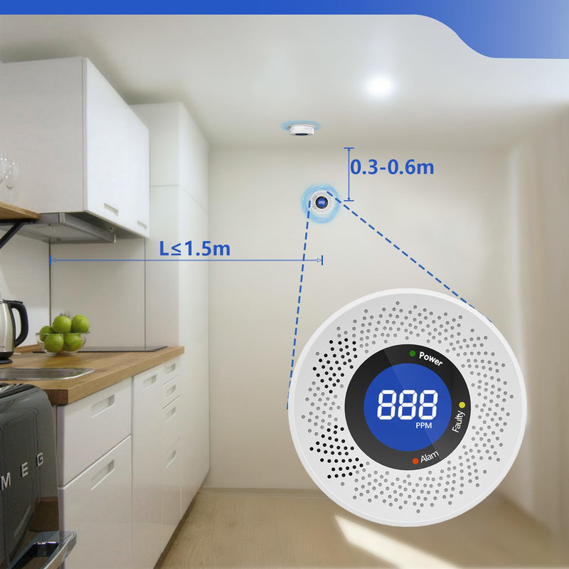 3 Packs Carbon Monoxide Detectors, Replaceable Battery Operated Household CO Detector Alarm, with Digital Display for Warehouse Kitchen Restaurant Hotel Office Garage 3-pack