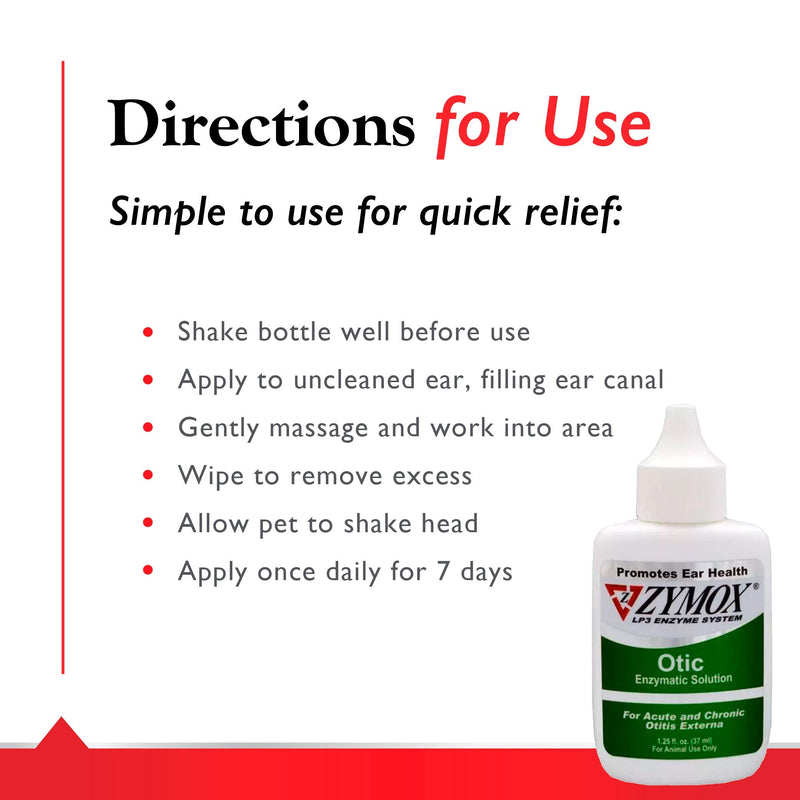 Pet King Brands Zymox Otic Enzymatic Solution for Dogs and Cats to Soothe Ear Infections Without Hydrocortisone for Itch Relief, 1.25oz - PawsPlanet Australia