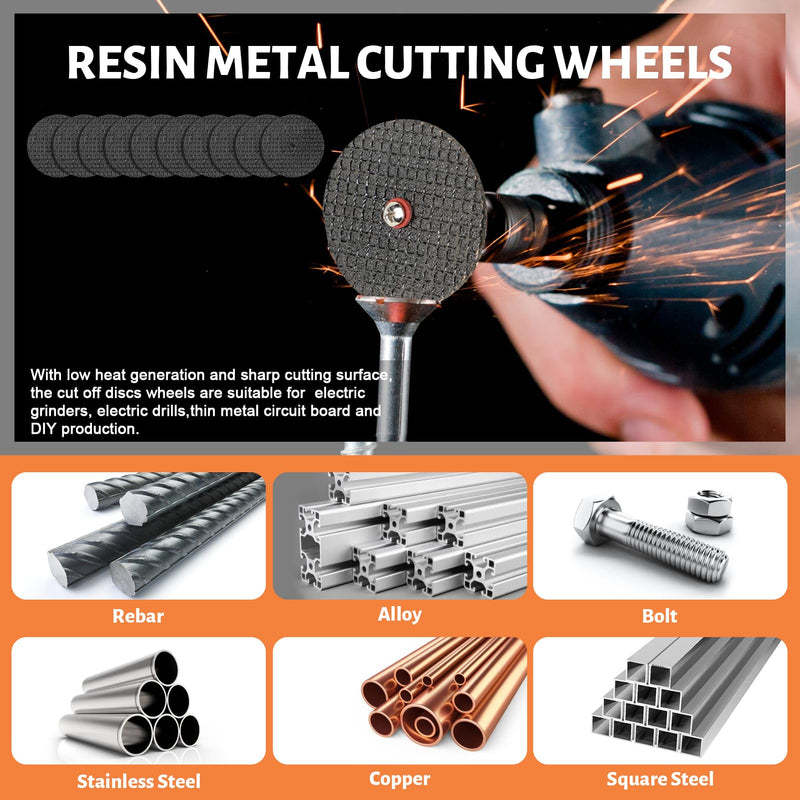 Cutting Wheels Set for Dremel Rotary Tool,10pcs Resin Cutting Discs,10pcs Diamond Cutting Wheels,5pcs HSS Circular Saw Blades,20pcs Sanding Drum for Cutting Metal,Wood