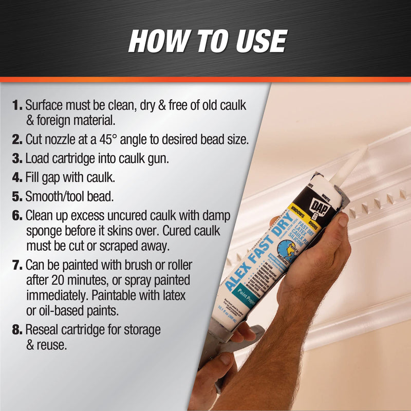 Dap 18425, 10.1 oz, White Caulk