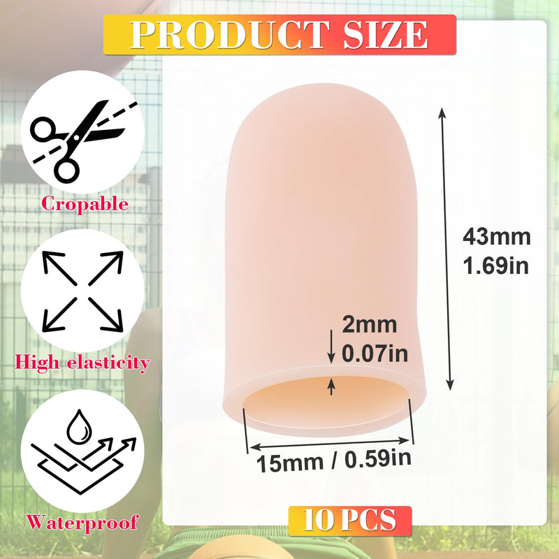 Joez Wonderful 10pcs Gel Finger Cots, Silicone Finger Covers, Thumb Protector Finger Support Protector Caps Gloves [10pcs] Small, Skin Colour