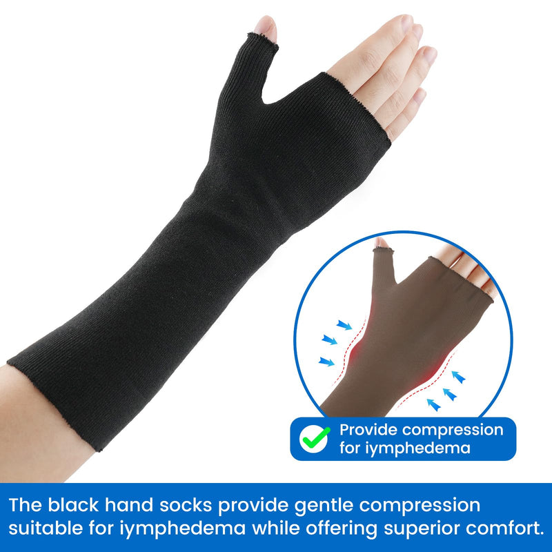 Velpeau Hand Socks for Splint, 100% Cotton (Pack of 10), Elastic Stockinette Tubing for Arm, Wrist Brace with Thumb Spica Liner, Gauze Sleeve, Under Cast Wrap, Arm Cover for Men and Women (Black, Firm Version, M) Medium Black