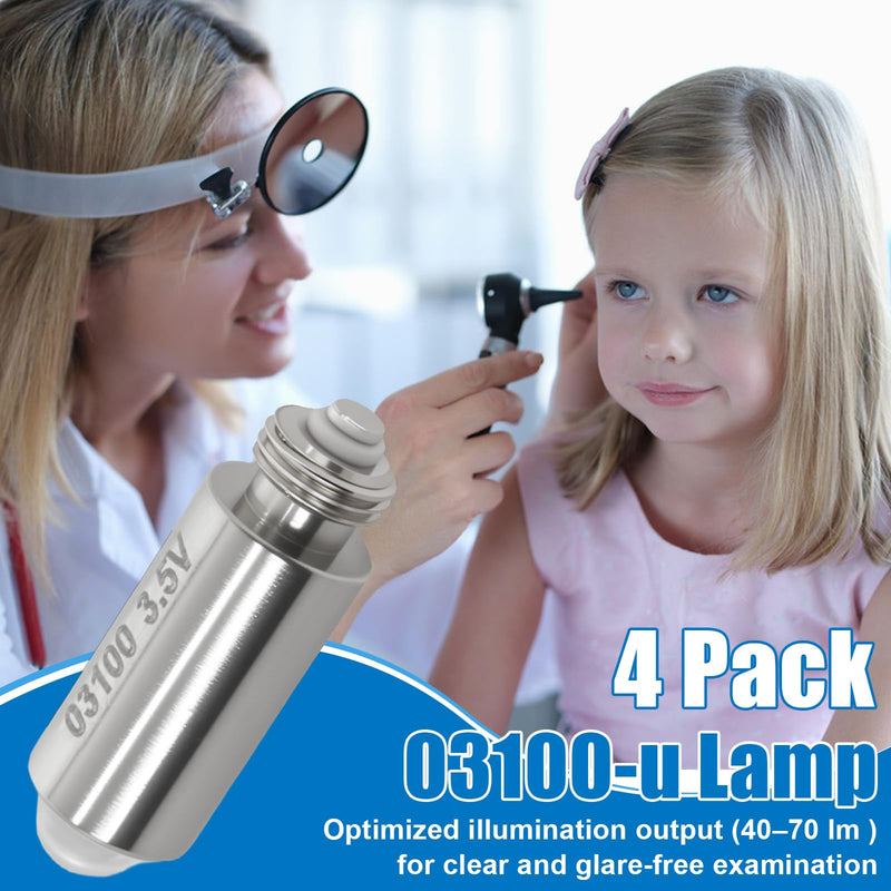 03100-U Halogen Replacement Bulbs Compatible with Welch A-llyn Otoscopes, 3.5 Volt Replacement Bulbs, 4 Pack