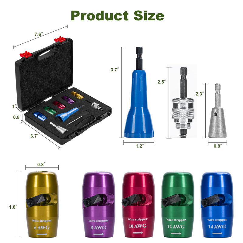 Wire Stripper Twister Tool for Drill, 2024 Upgraded Wire Stripping Tool & Wire Twisting Connector for Cutters 6-14 AWG, 8 In 1 Professional Electrician Wire Nut Twister Stripping and Twisting Tool