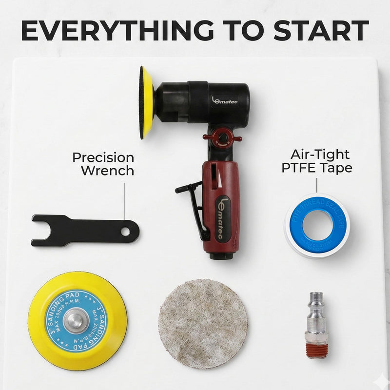 LE LEMATEC 3" Flexible Head Air Sander & Polisher for Auto Body Detailing