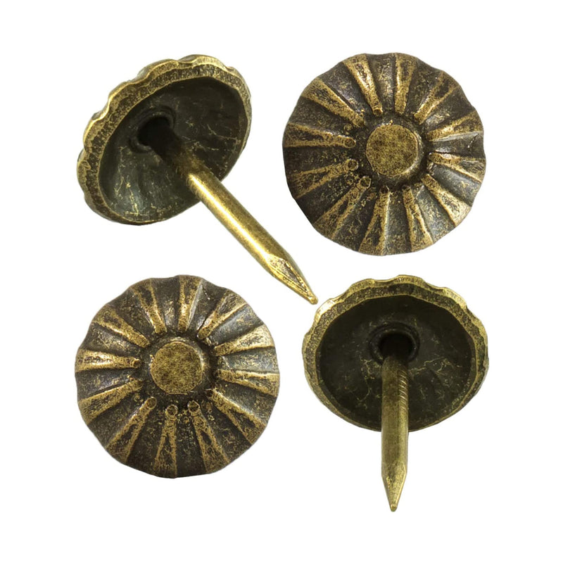 7/16''x 5/8'' Antique Brass Upholstery Nails Tacks, Metal Chrysanthemum Nails, Upholstery Nail Tack Stud, Decorative Tack Pushpins Doornail for Wood Furniture Decor 100Pcs (7/16''×5/8'', Bronze) 7/16"×5/8"