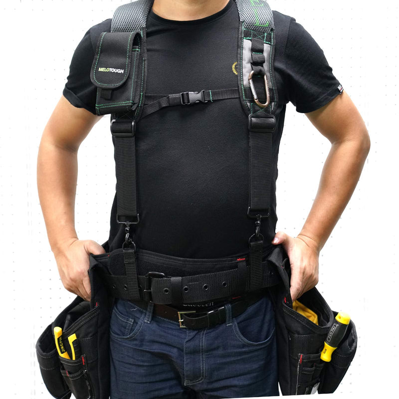 MELOTOUGH Gel Tool Belt Suspenders Work Belt Suspenders with Gel shoulder pad for Electrican/Construction/Farmer (Trigger Snap Hook end work Suspenders) Trigger Snap Hook End Work Suspenders