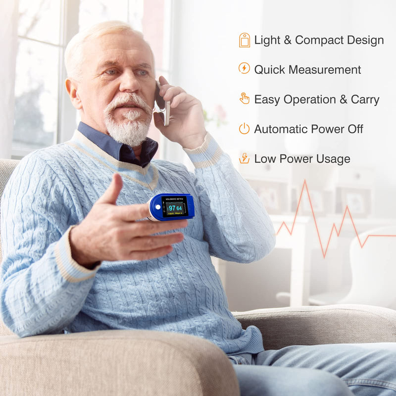 Easy@Home Fingertip Pulse Oximeter (Not for Medical Use) - SpO2 Blood Oxygen Saturation Meter and Heart Rate Monitor -EHP050