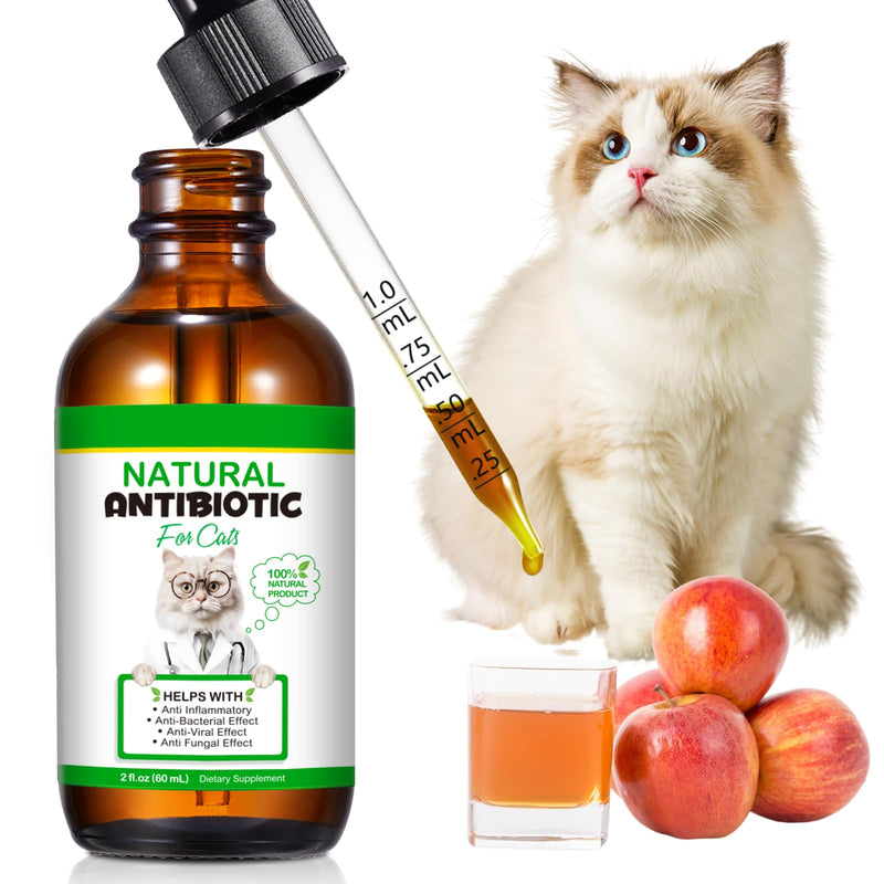 Natural Antibiotics for Cats,2 PCS Cat Antibiotics- Cat Multivitamin is anti-bacterial effect antibiotics for cats,Supports Immune & Cats Allergy Relief,Health Supplies Cats UTI Antibiotics(60ml) - PawsPlanet Australia