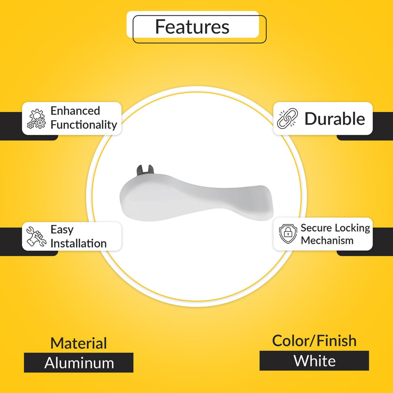 Brixwell Patio Door Handle Thumbturn Kit Full Tail, Aluminum Material, White Finish, 2-9/64" Height, 35/64" Width and 3-15/16" Hole Center, Patio Door Lock Kit