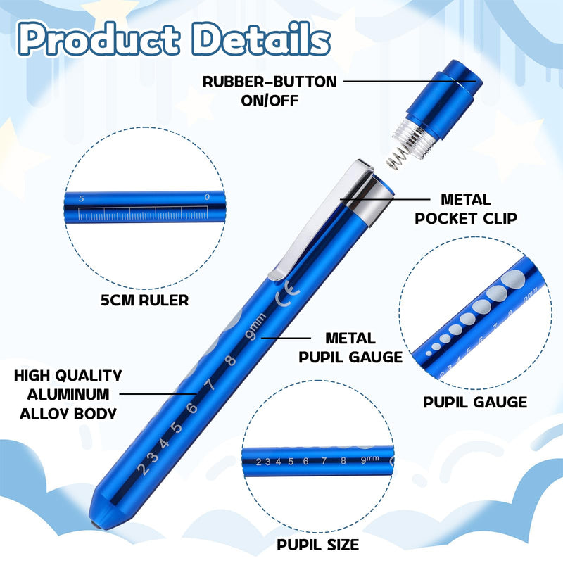 Lewtemi 24 Pack Penlight for Nurse Bulk LED Reusable Diagnostic Pen Light with Pupil Gauge Pocket Clip for Employee Eye Doctor Nurse Gifts Hospital Staff Daily Use, 8 Colors