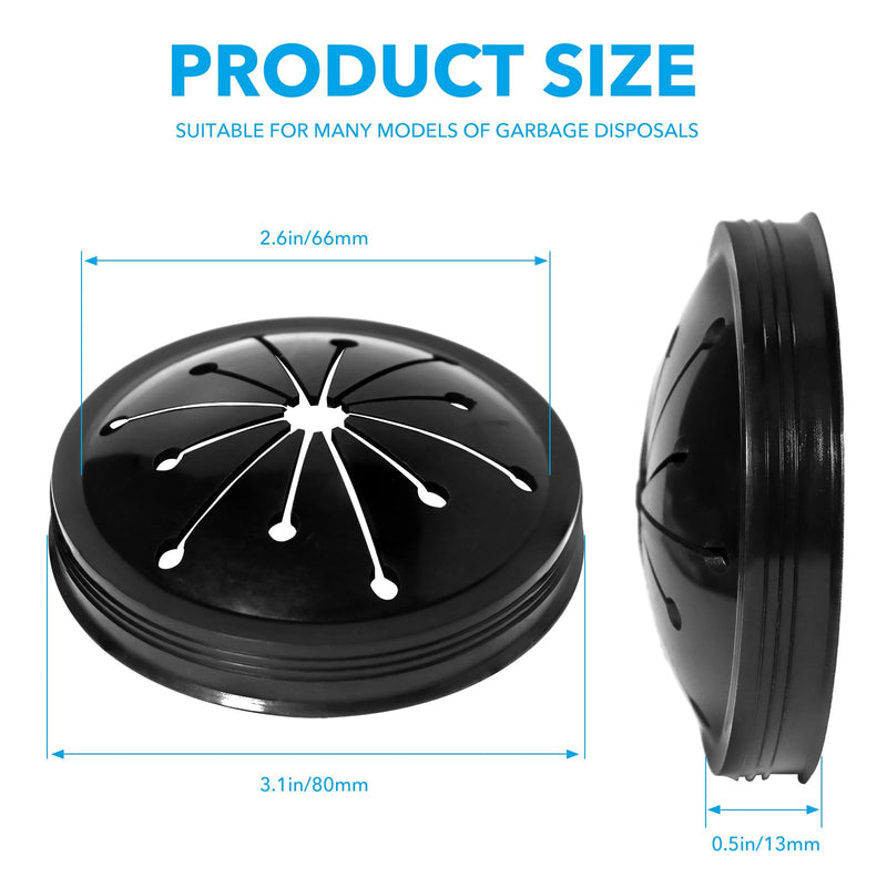 3 1/8" Inch Garbage Disposal Splash Guard with Garbage Disposal Drain Cover for Sink,Rubber Garbage Guard and Garbage Disposal Stopper for Whirlaway, Waste King, and GE Models (Black 3 1/8 in) Black 3 1/8 in