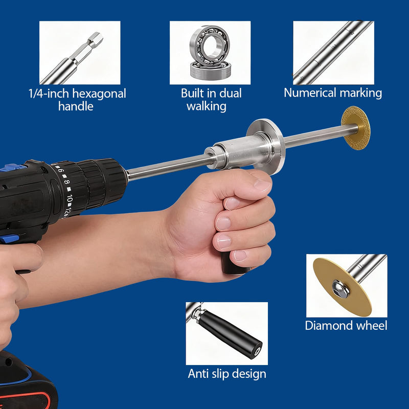 Inside Pipe Cutter for PVC Pipe Cutter, 7 Inch PVC Pipe Cutter Adjustable Cut Depth, with Handle and 4 Diamond Grit Cutting Wheel, 1/4in Hex Shank Fit for Impact Drivers