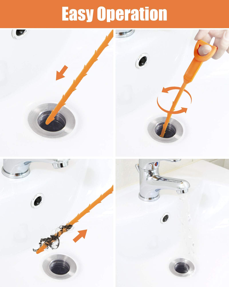 25inch Hair Drain Clog Remover Tool(6pcs), 24inch Drain Cleaner Sticks To Drain Hair Clog For Remover (1pcs), Drain Hair Remover Tool For Sewer, Toilet, Kitchen Sink, Bathroom Tub,(6+1)