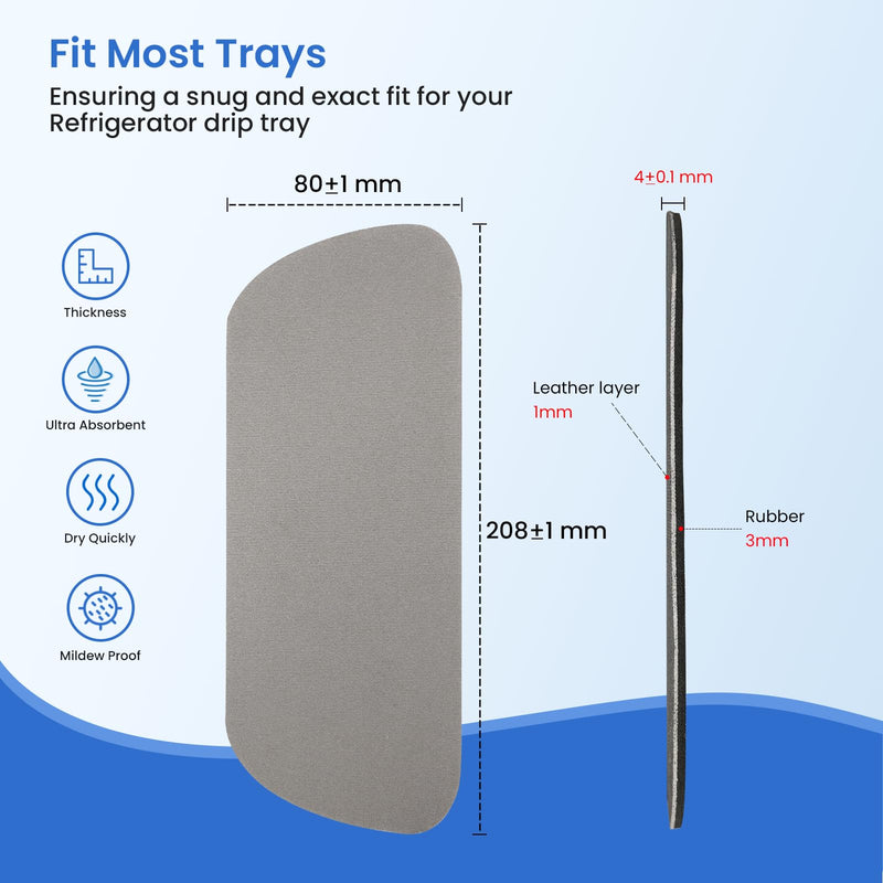 GLACIER FRESH Cuttable Refrigerator Drip Catcher, Water Absorbent Fridge Water Dispenser Drip Tray, Replacement for Whirlpool, GE, Samsung Fridge Accessories, Grey (Rectangular - 2pcs) Standard Refrigerator Drip Tray