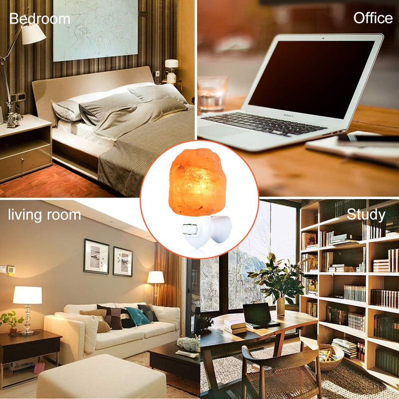 Himalayan Salt Lamp Night Light Plug in, Certificated 360 Degree Rotatable Wall Plug with Extra 2 Replacement Bulbs Bathroom Bedroom Night Light, Pink Crystal Rock Salt Hand Crafted Natural-1 pack