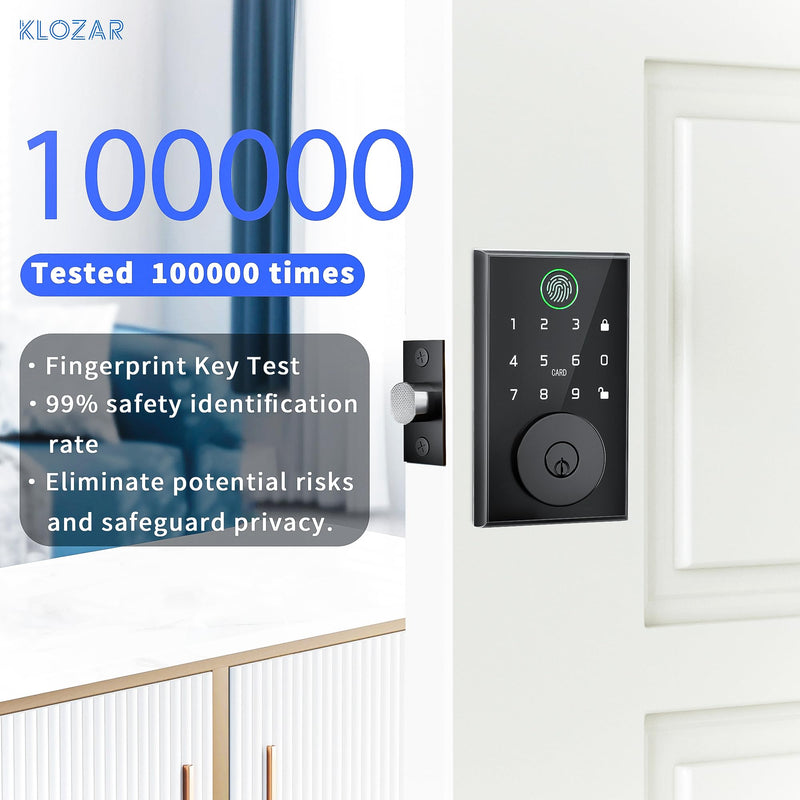 Smart Door Lock with Fingerprint, Keyless Entry Door Lock with Built-in Bluetooth,Fingerprint ID,App Remote Control,Auto Unlock,Door Status Alert