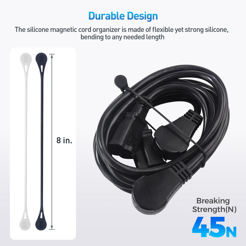 Cable Matters 10-Pack Silicone Magnetic Cable Ties (Magnetic Cord Ties, Magnetic Zip Ties/Cord Organizer) in Black and White - NewNest Australia