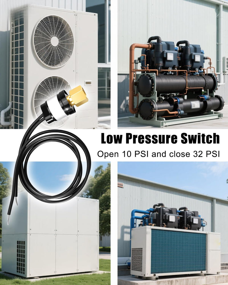 Low Pressure Switch Replace SLP1032 Open 10 PSI, Close 32 PSI | for Most HVAC Freezer Cold Storage Systems