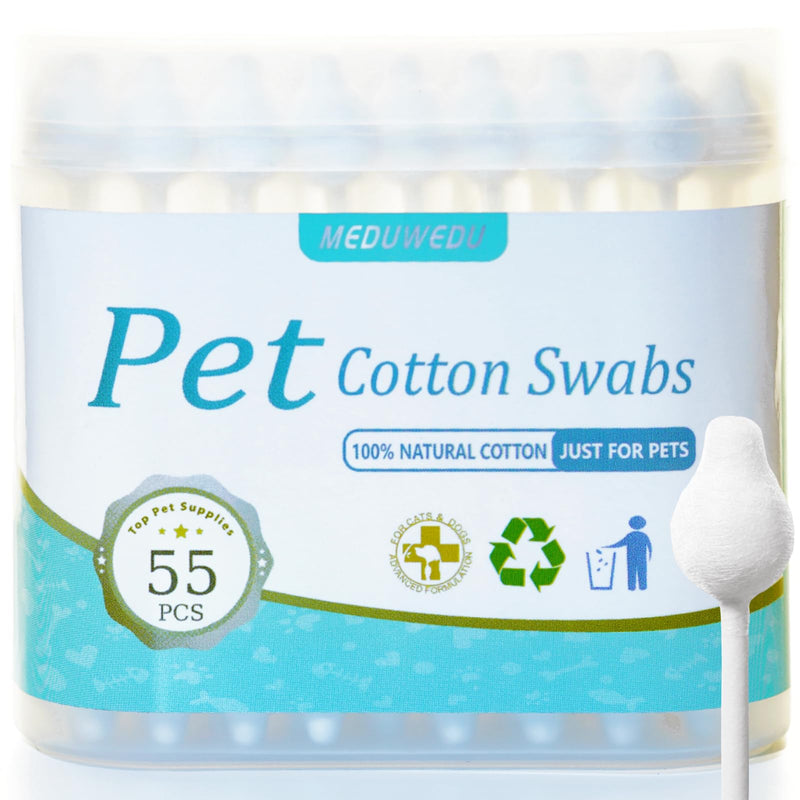 MEDUWEDU Peach Oral & Facial Care Kit – Finger Dental Wipes + Cotton Swabs for Dogs & Cats