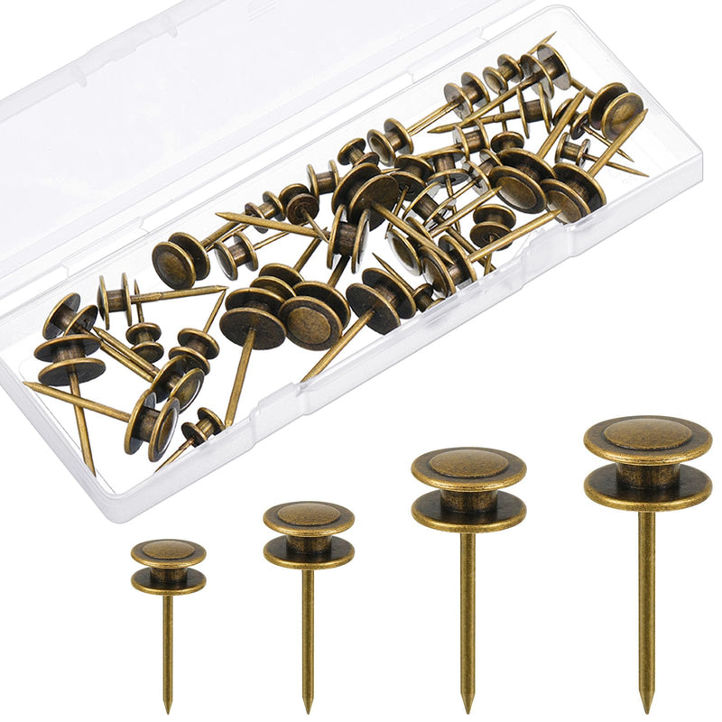 Ferraycle 40 Piece Double Headed Picture Hangers Nails 4 Size Long Thumb Tacks Wall Nails for Hanging Pictures Decorative for Tapestry Photo Decor, 10/20/ 30/ 50lb(Bronze) Bronze