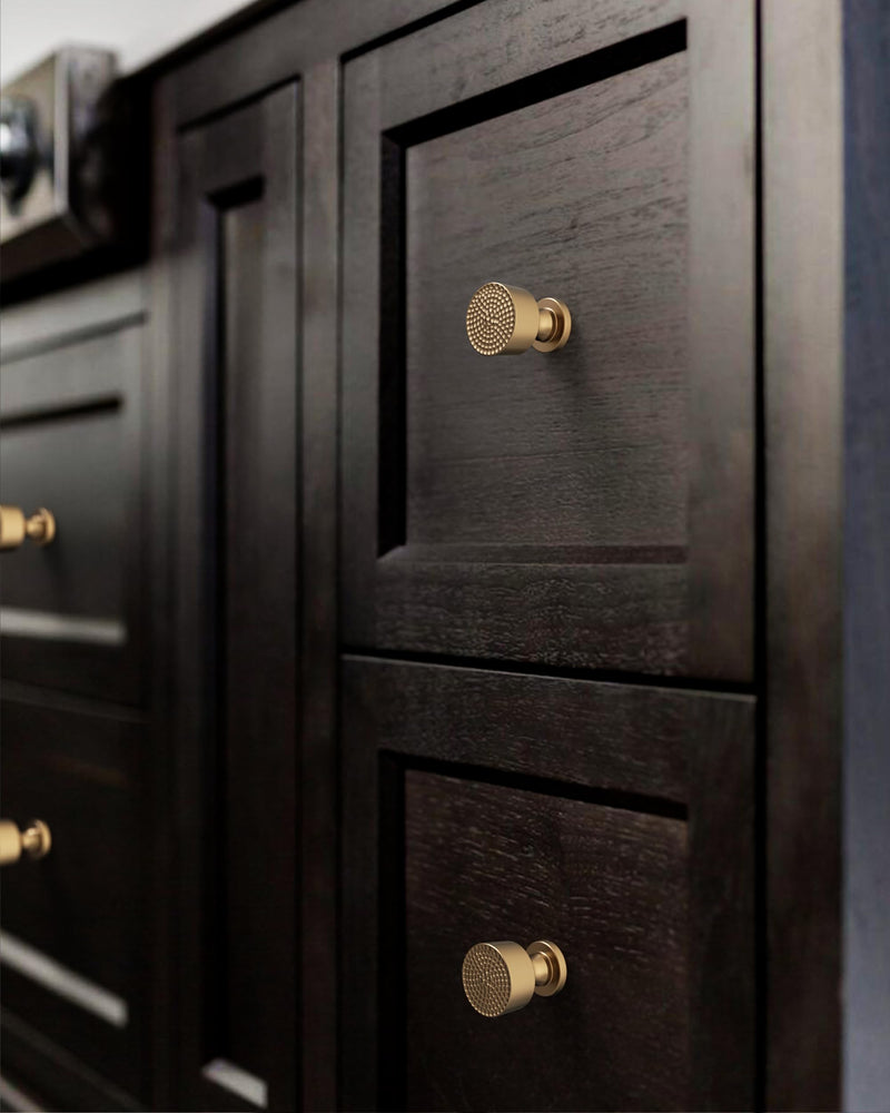 9BUILD 10 Pack Champagne Bronze Cabinet Knobs 1.2 Inch Modern Kitchen Hardware for Cabinets Knob Champagne Round Dresser Knob Hammered Drawer Knobs Single Hole Knobs