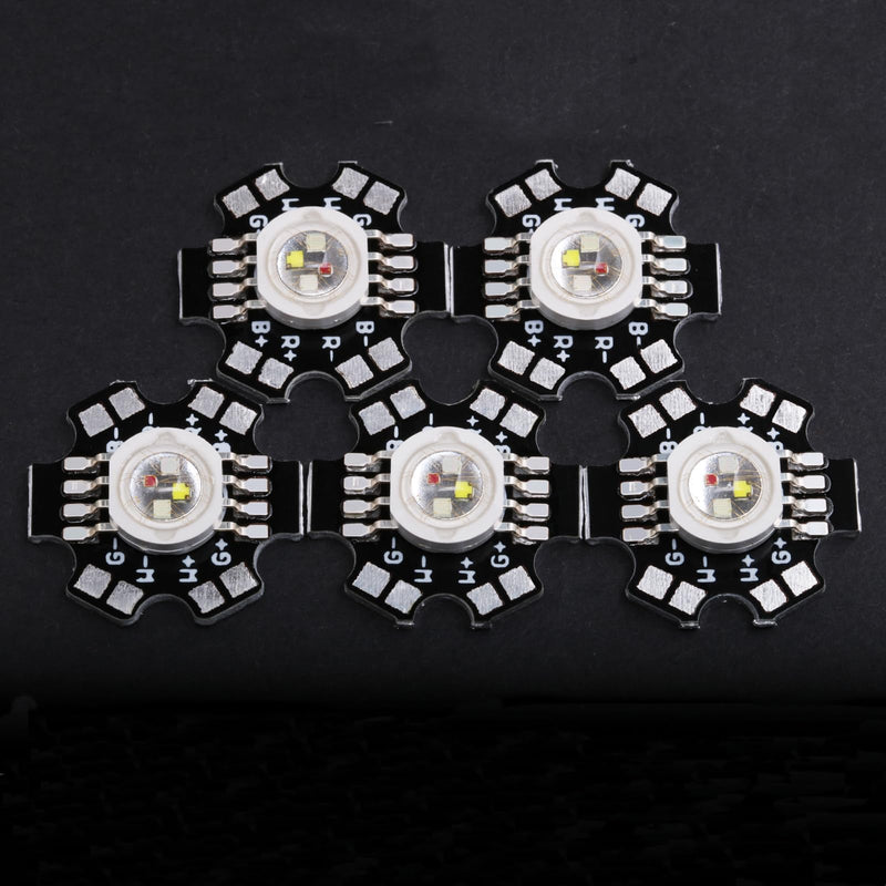 5Pcs High Power Led Chip 4W RGBW Super Bright Intensity Light with Aluminum Plate 20mm Star PCB Base Heat Sink for DIY Lighting Fixtures(350mA,Red2.2-2.6V,Green2.8-3.2V,Blue/White3.0-3.4V) Rgbw&4w
