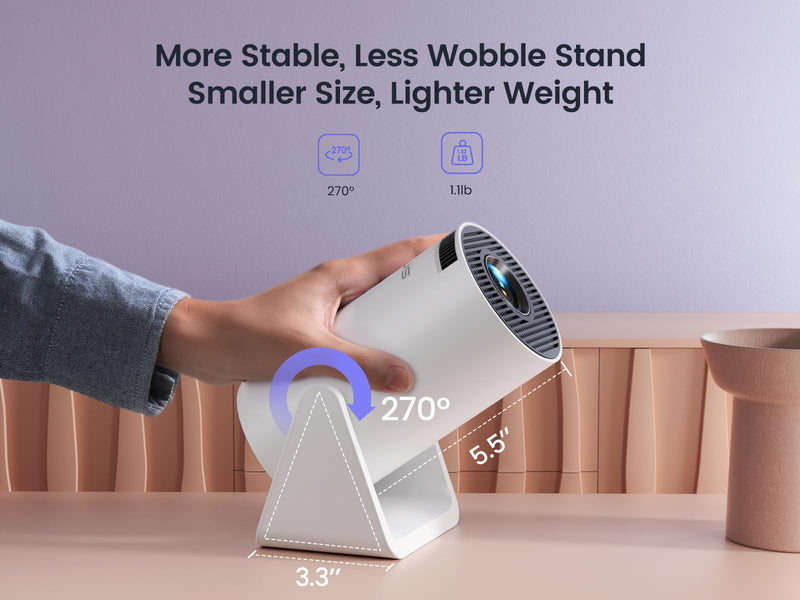 [Short Throw/Adjustable Stand]Mini projector with WiFi and Bluetooth, 2025 Upgrade Outdoor Portable Movie Projector 1080P, Auto Vertical Keystone, Home Projector for Phone/TV Stick, WiMiUS S27 (White) White