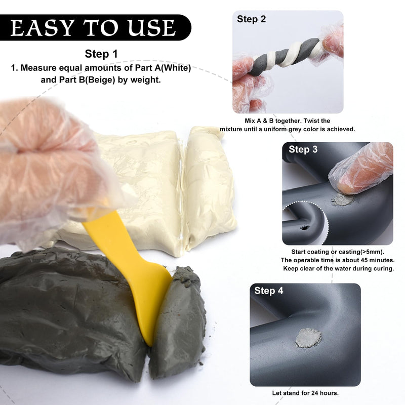 Epoxy Putty - 8oz / 227g Pool Putty, 2 in 1 Underwater or Above Fast Repair, Fix Leaks, Cracks, Filling, Sculpting - 2 Part Epoxy Sculpt Clay for Metal, Tile, Concrete, Plastic, Ceramics (White) White