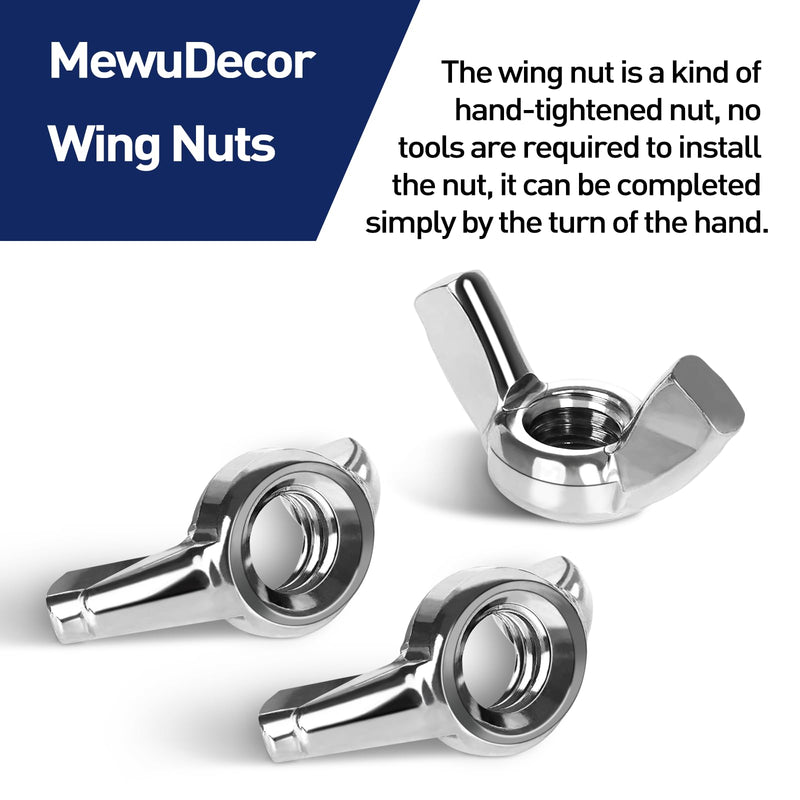 1/4-20 Wing Nuts, Stainless Steel 18-8 (304), Parts Hurrican Screws Hand Twist Tighten Ear Butterfly Nut, 25 PCS 1/4"-20