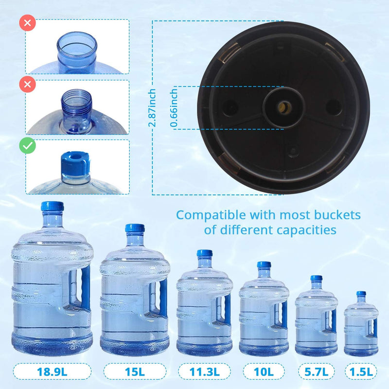 MJIYA 5 Gallon Water Dispenser, Universal Water Bottle Pump, Automatic Water Jug Dispenser with Switch and USB, for Camping, Kitchen, Workshop, Garage (Black) Black