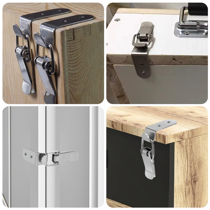 90 Degree Tool Box Hood Locks Latches, Stainless Steel Box Latch Toggle Catch Lock, Cabinet Latch Hardware Corner Latch, Generic 90 Degree Latch for Box Cabinet Door Barn(4 Sets) No lock hole