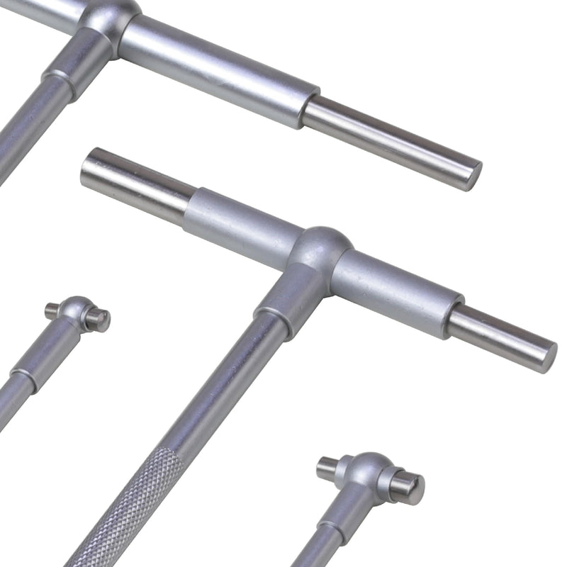 6 Pc Telescoping Gage Set Premium 5/16'' - 6" Range, High Precision T-Bore Hole Gauges, Satin Chrome Finished