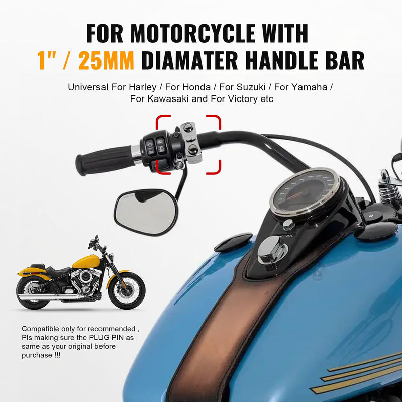 Bacar CNC Motorcycle Control Switches Handlebar Momentary Switch 3 Push Buttons for 1" 25mm Handle Bars for Racer Bobber Chopper Cafe Universal for Honda for Yamaha for Suzuki