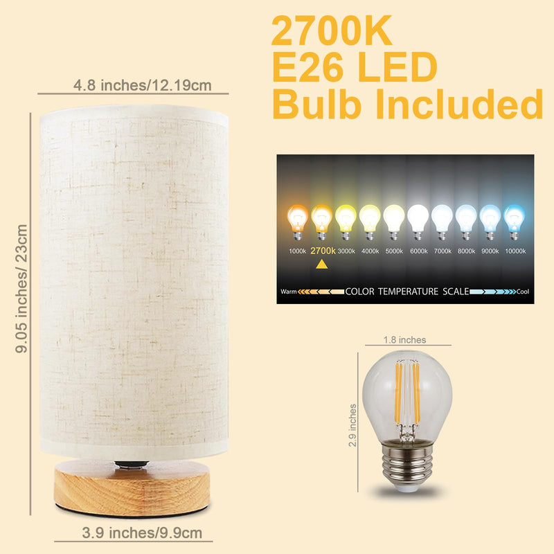 Table Lamp for Bedroom - Small Beside Lamps for Night Stands Home Office - Minimalist Design Warm Light Mini Boho Lamp - Fits in Kids,Living,Nursey Room,College Dorm - Awesome Gift Choice Round - Set of 1