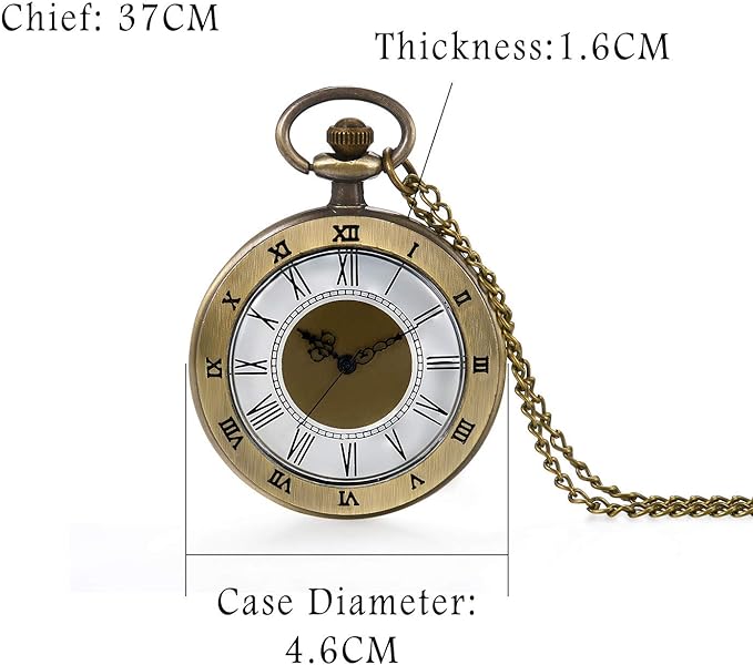 JewelryWe Retro Antique Roman Analog Pocket Watch Pendant Necklace Watch Non-waterproof Men Women Cosplay Event Halloween Birthday Anniversary Christmas Present Bronze - NewNest Australia