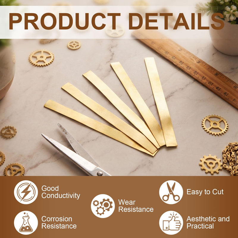 Zonon 5 Pcs Brass Strips, Brass Shim Stock Assortment 36" Length x 0.39" Width x 0.01" Thickness for DIY Crafts, Decorative Arts, Jewelry Making, Model Building and Electrical Applications 0.01 x 0.39 x 36 Inch