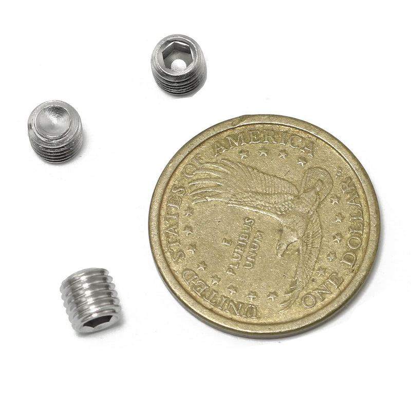 25pcs 1/4-28x1/4" Hexagon Hex Socket Set Screws 304 Stainless Steel Full Thread Cup Point Grub Screws 1/4-28x1/4 inch