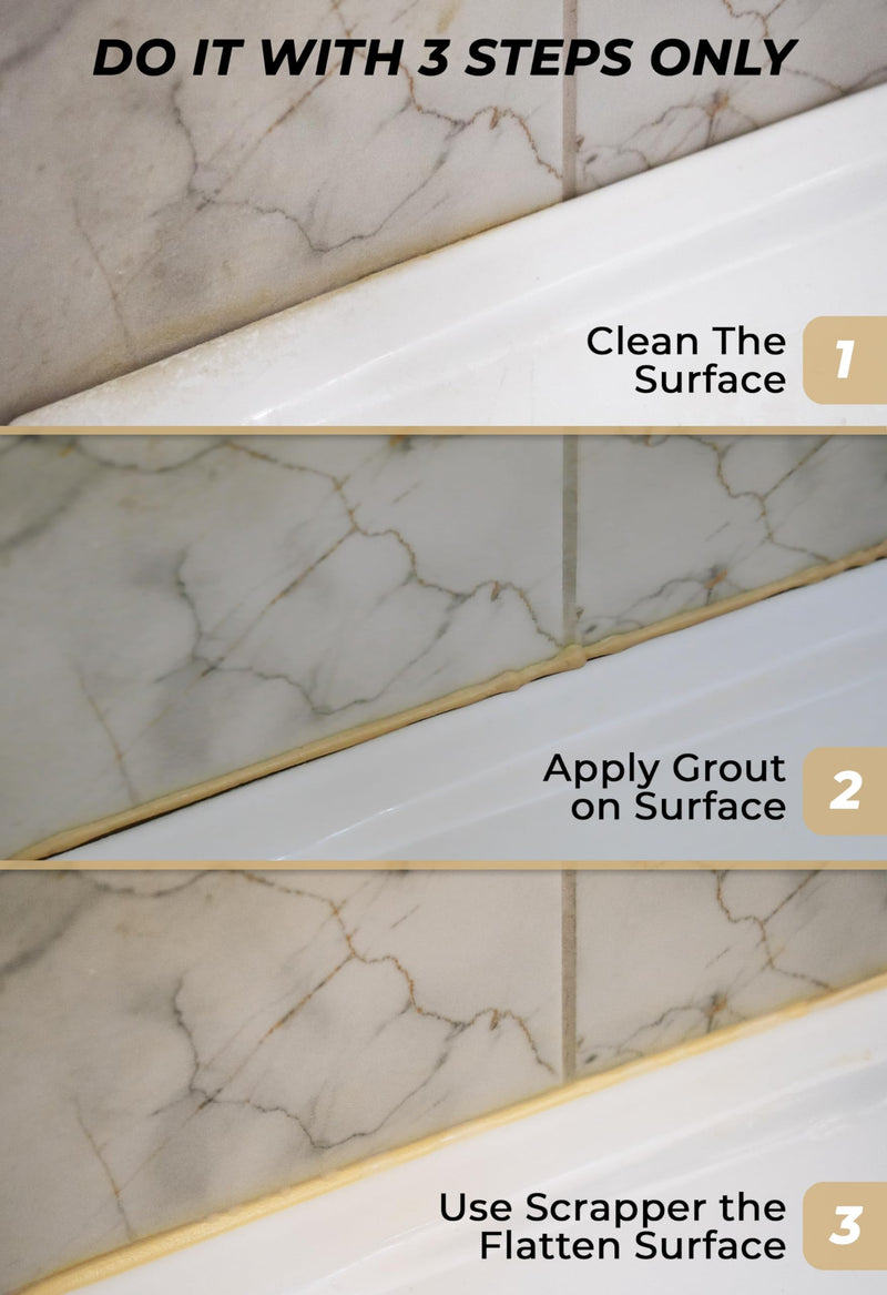 Tile Grout Repair, Beige 8.8 oz/250gr. Fast Drying Grout Repair Kit, Grout Filler Tube Repair Kit, Tile Grout Paint, Grout Sealer Restore and Renew Bathroom Floor, Tile Gaps, Joints, Lines Beige 8.8 oz.